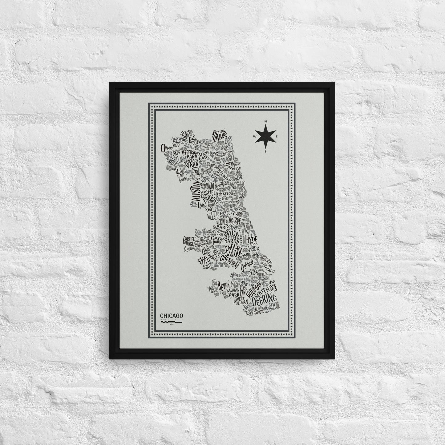 GREY Canvas Chicago Neighborhood Map - southspace