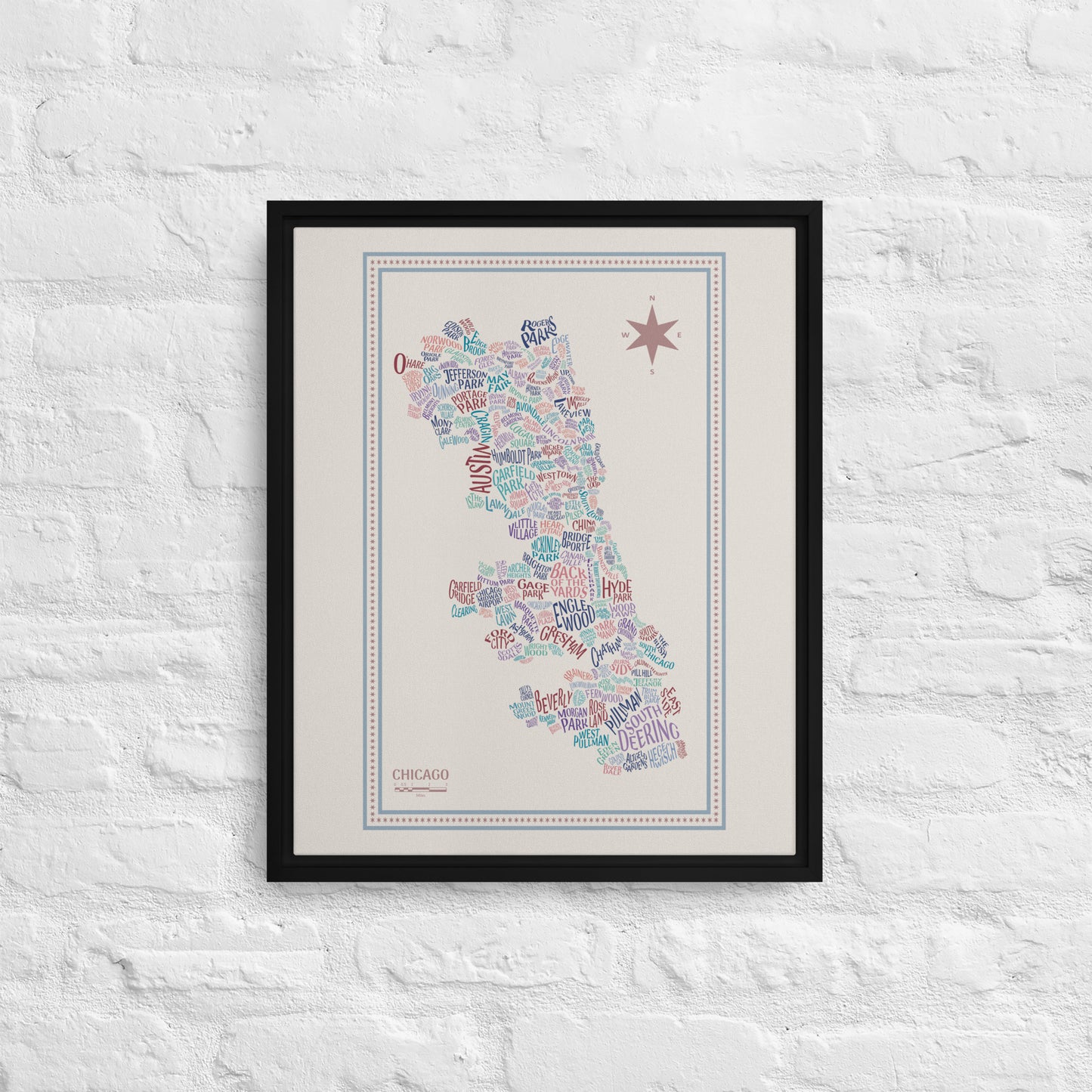 VINTAGE Canvas Chicago Neighborhood Map - southspace