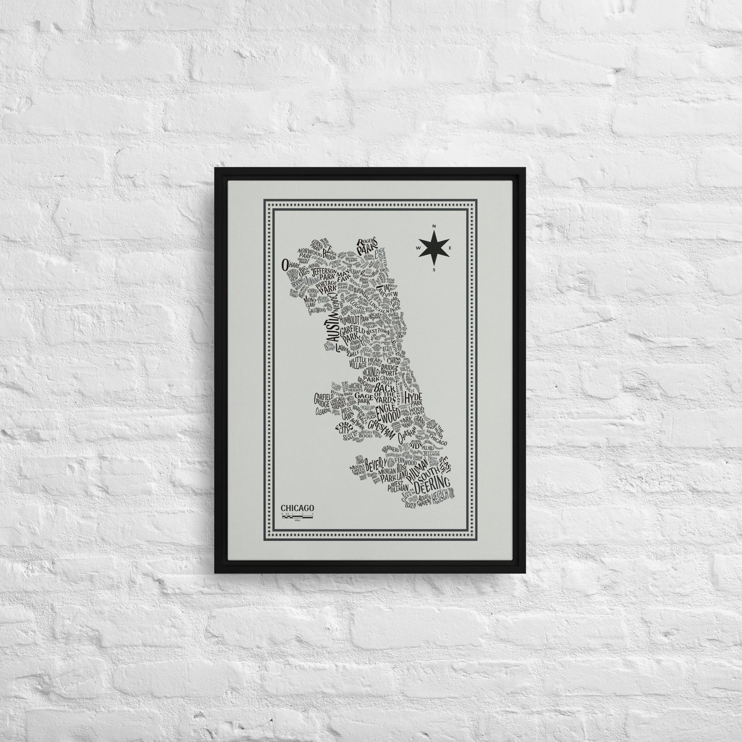 GREY Canvas Chicago Neighborhood Map - southspace