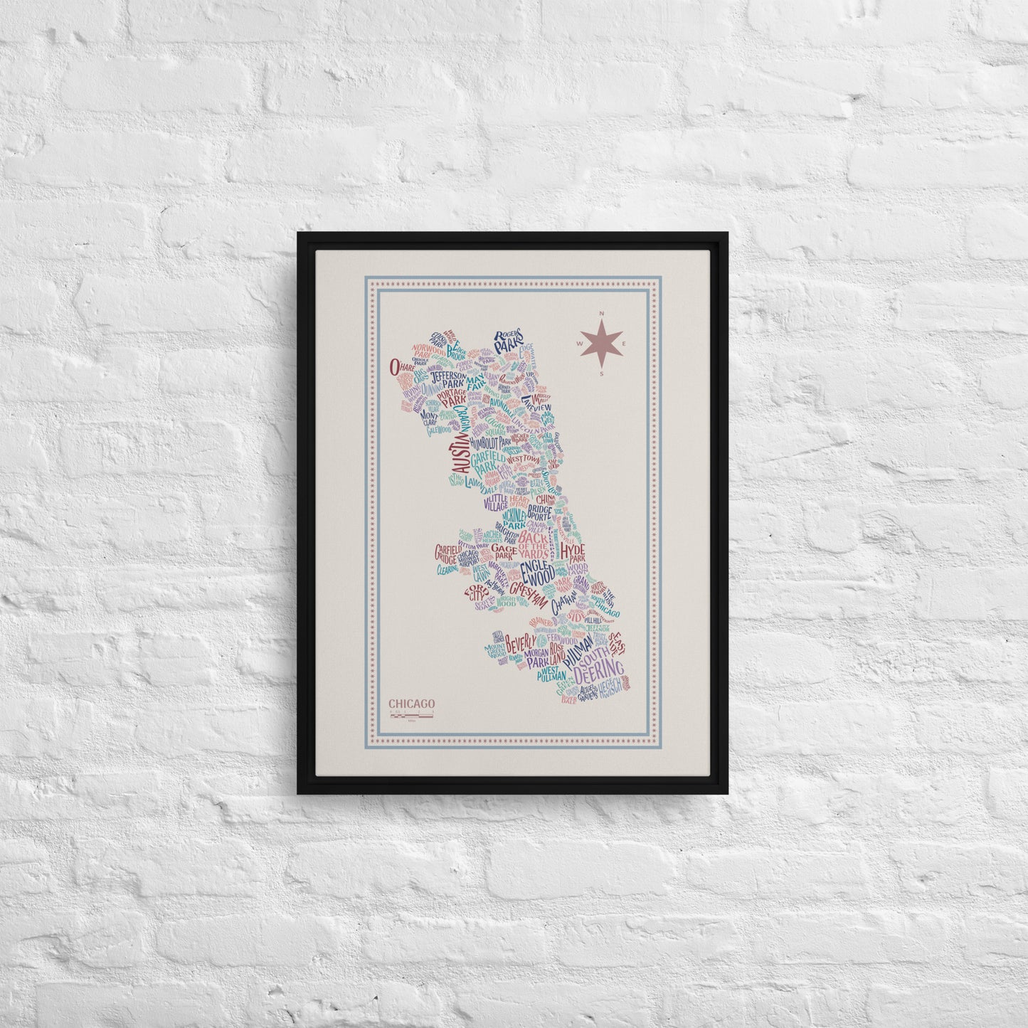 VINTAGE Canvas Chicago Neighborhood Map - southspace