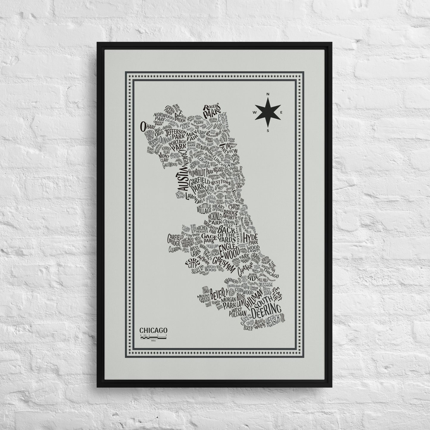 GREY Canvas Chicago Neighborhood Map - southspace
