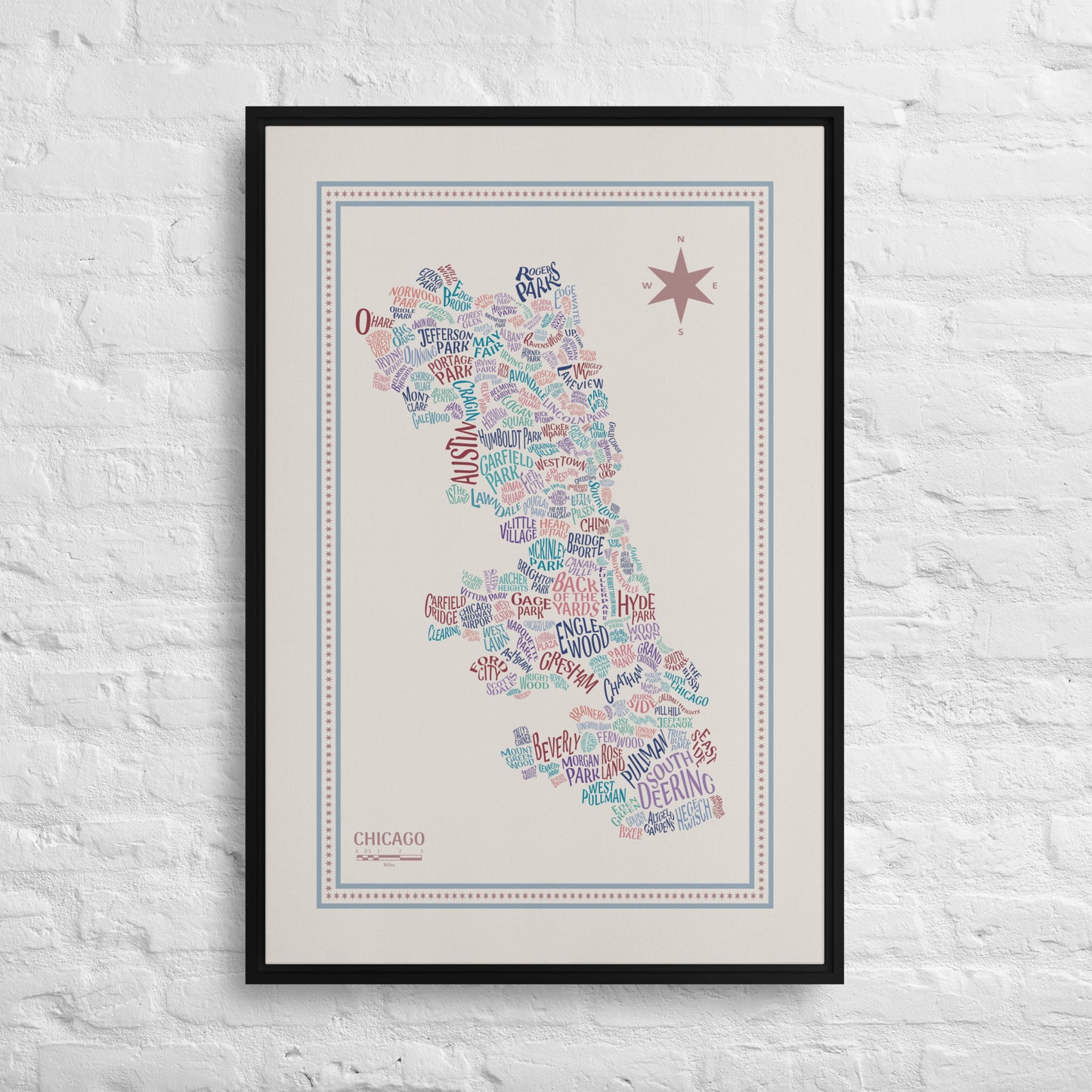 VINTAGE Canvas Chicago Neighborhood Map - southspace