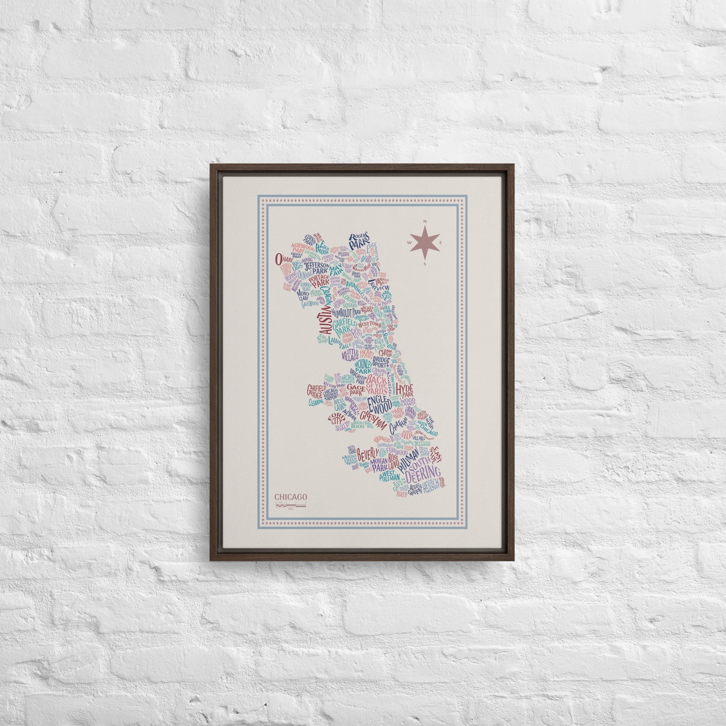 VINTAGE Canvas Chicago Neighborhood Map - southspace