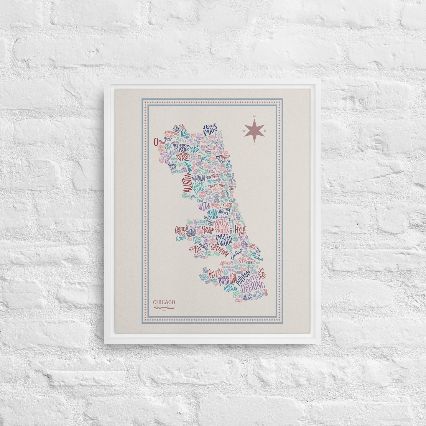 VINTAGE Canvas Chicago Neighborhood Map - southspace