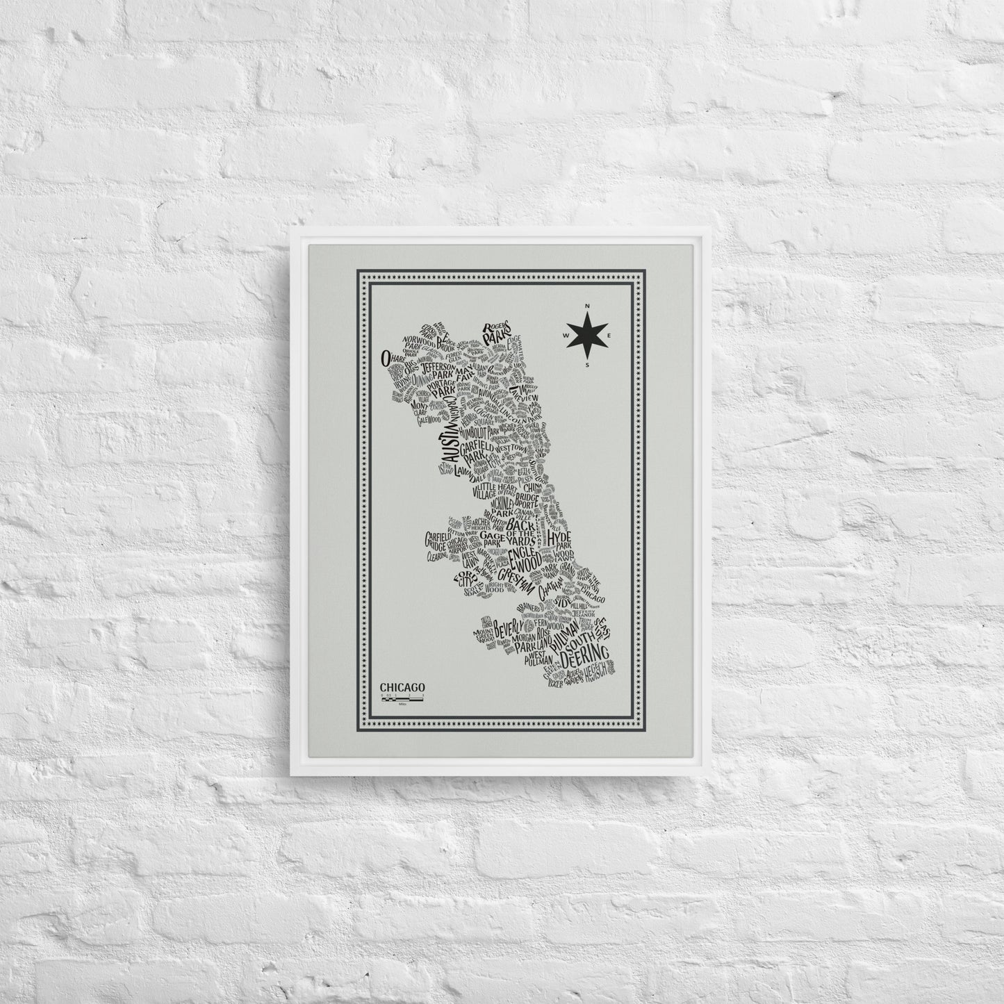 GREY Canvas Chicago Neighborhood Map - southspace