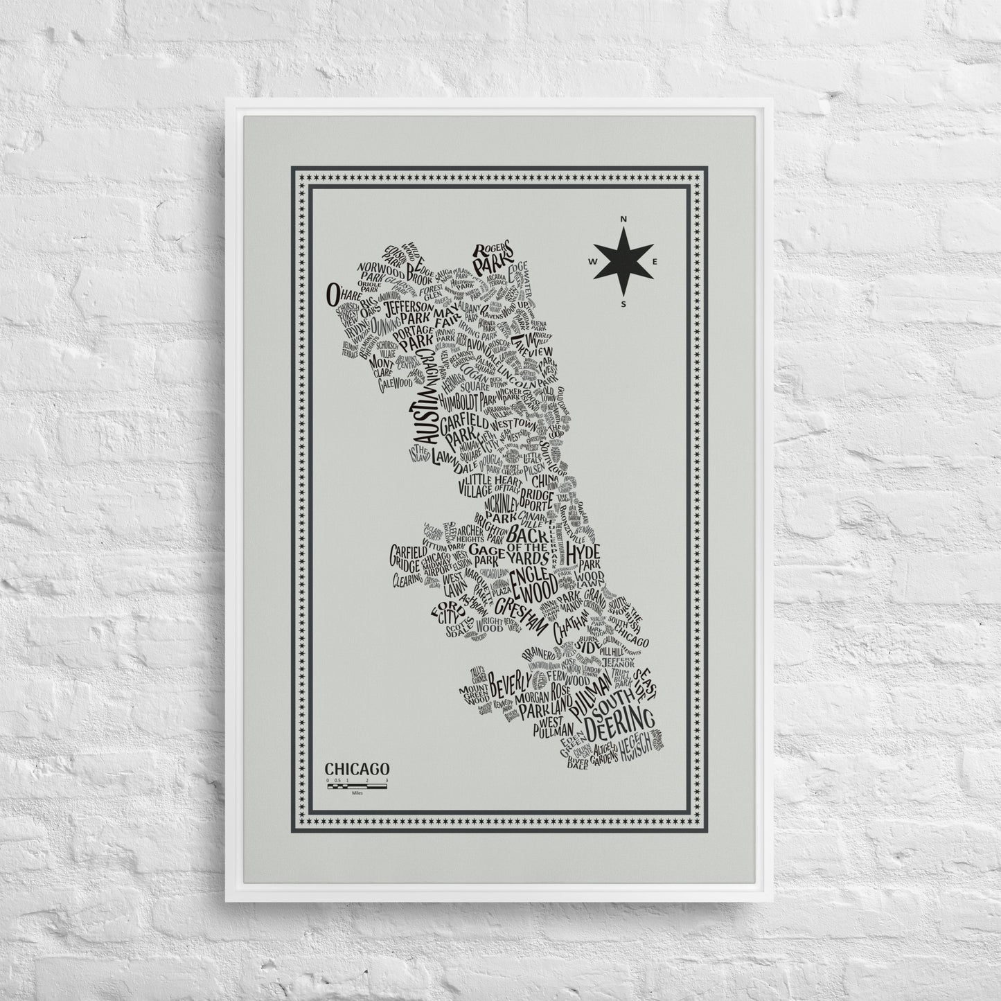 GREY Canvas Chicago Neighborhood Map - southspace
