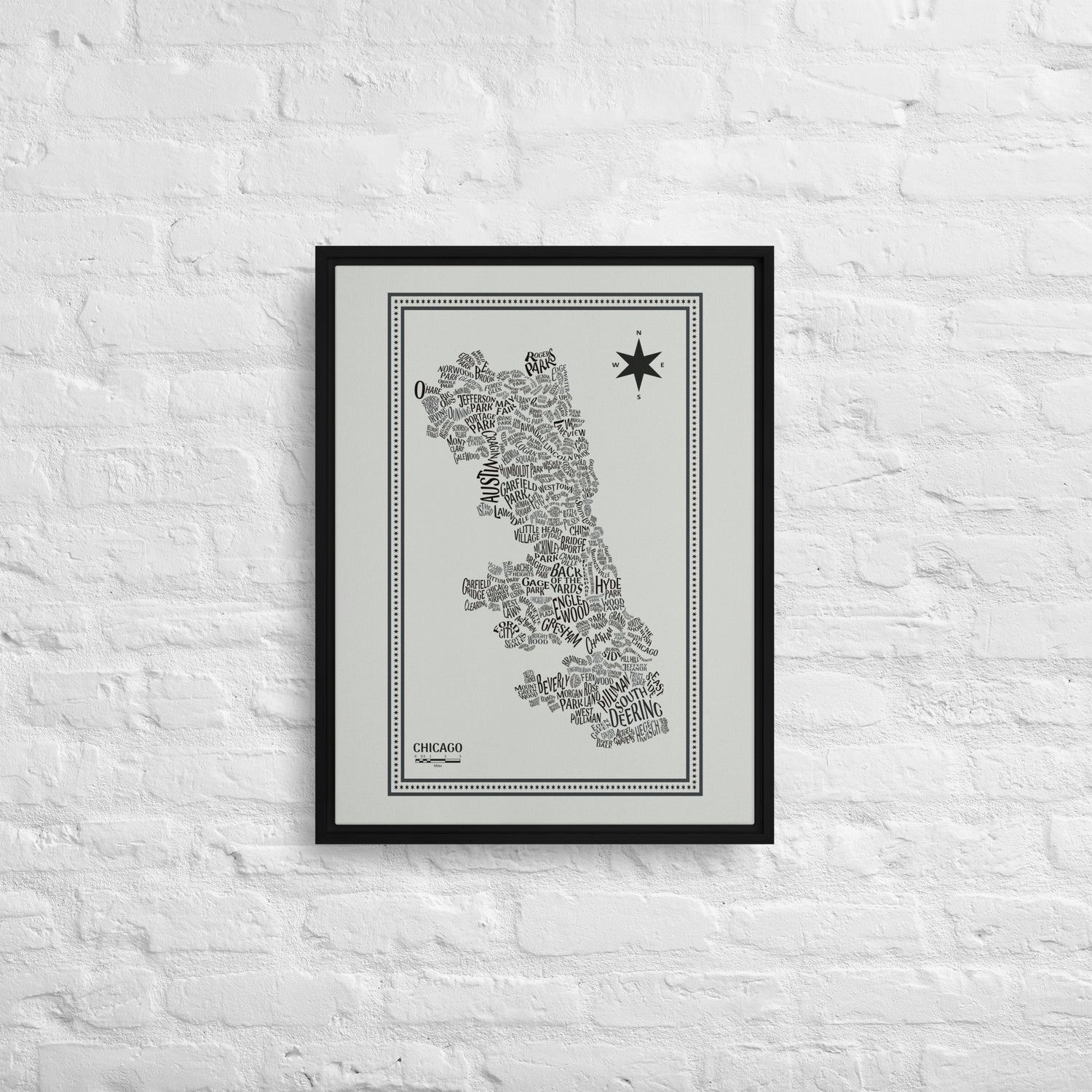 GREY Canvas Chicago Neighborhood Map - southspace