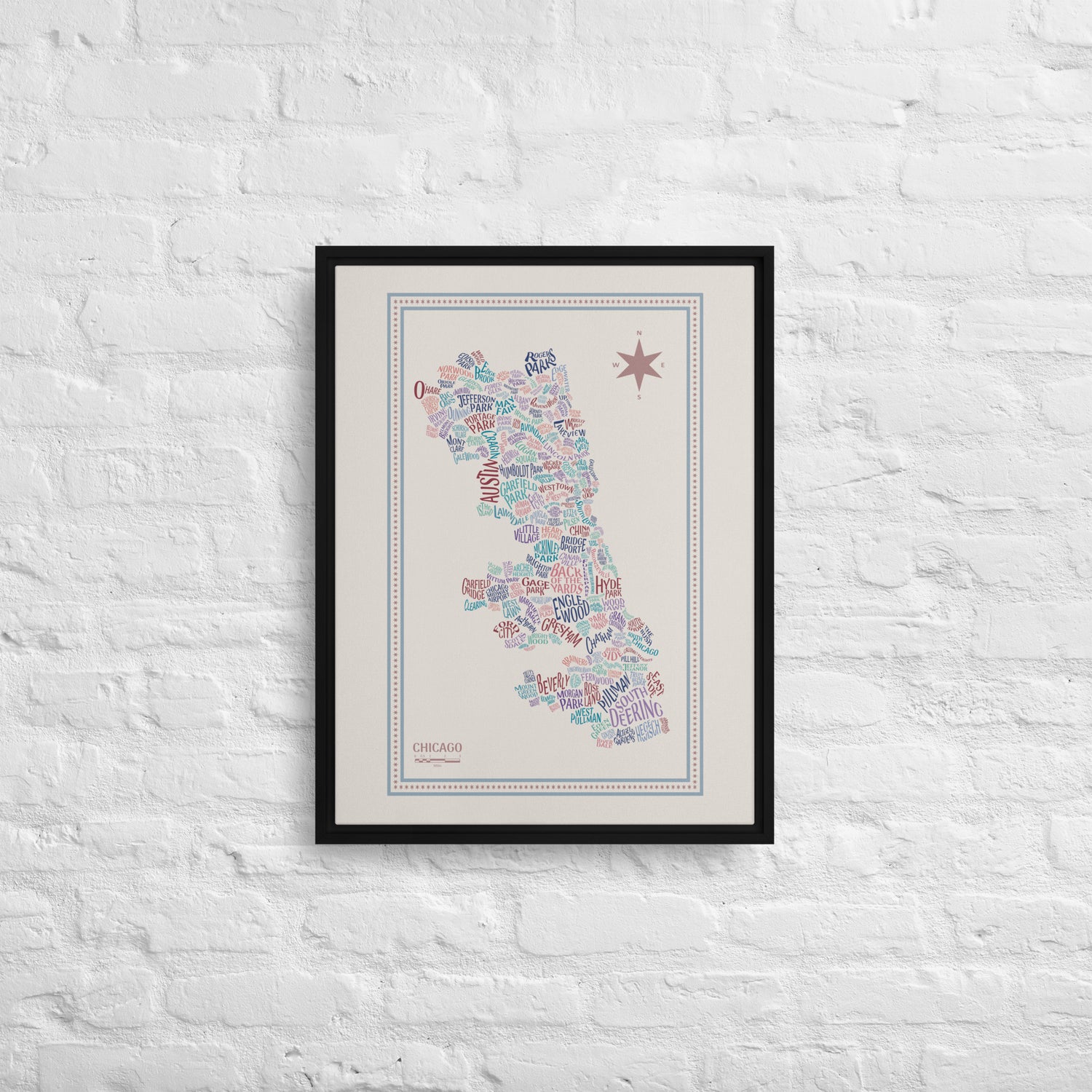 VINTAGE Canvas Chicago Neighborhood Map - southspace