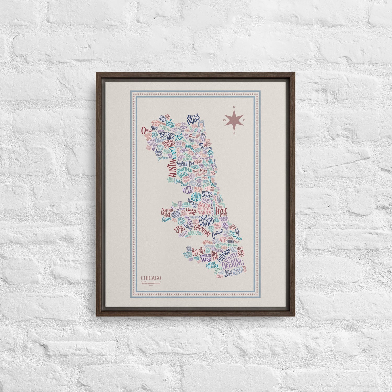 VINTAGE Canvas Chicago Neighborhood Map - southspace