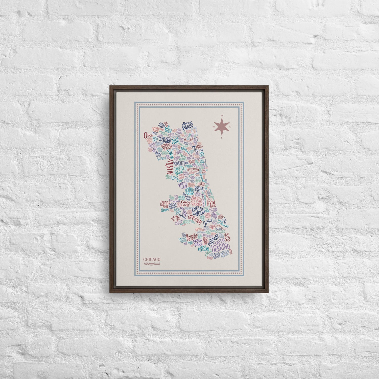 VINTAGE Canvas Chicago Neighborhood Map - southspace