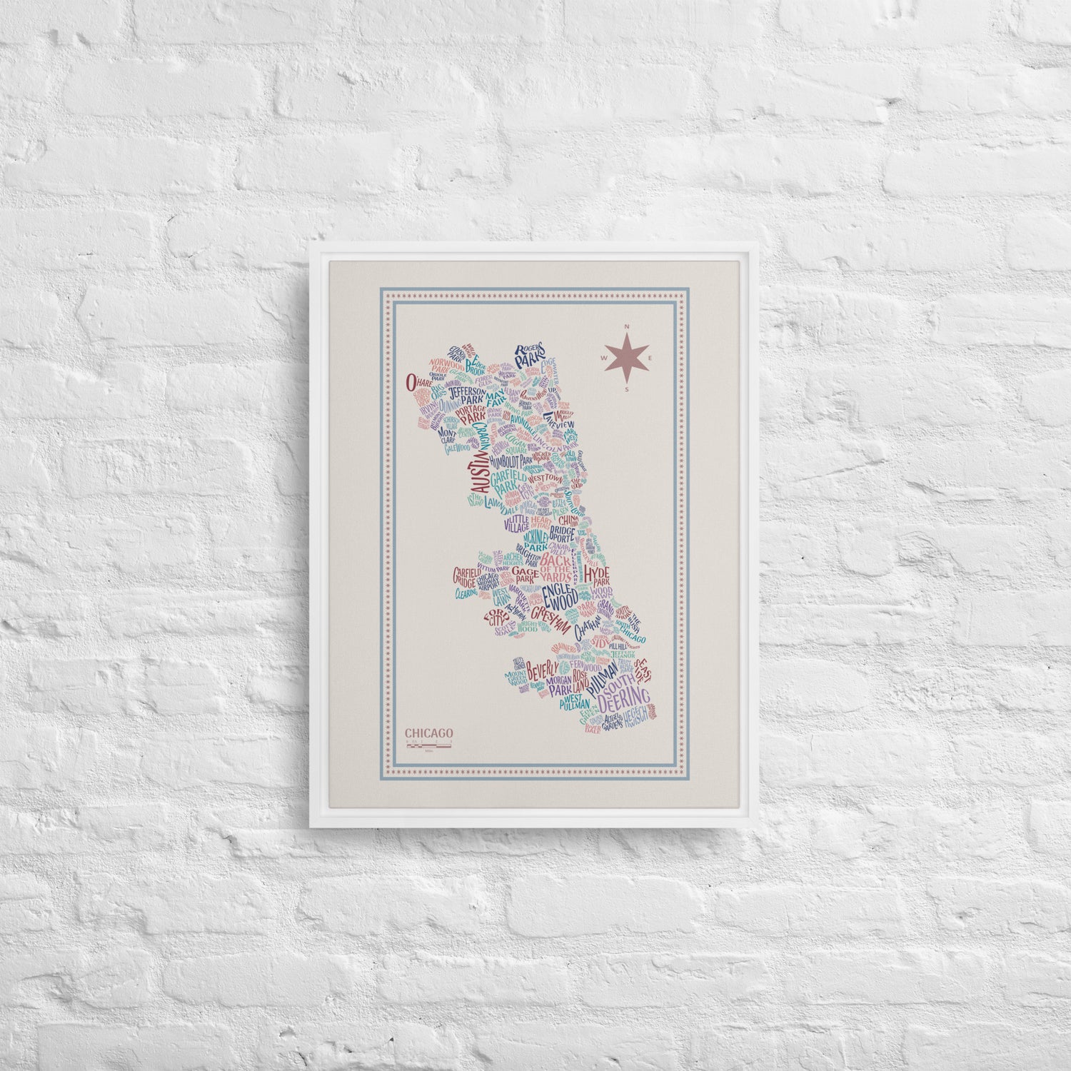 VINTAGE Canvas Chicago Neighborhood Map - southspace