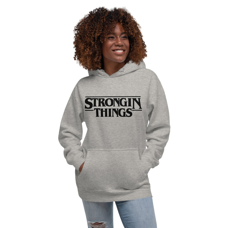 STRONGIN THINGS solid grey premium hoodie - southspace